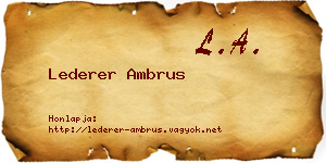 Lederer Ambrus névjegykártya